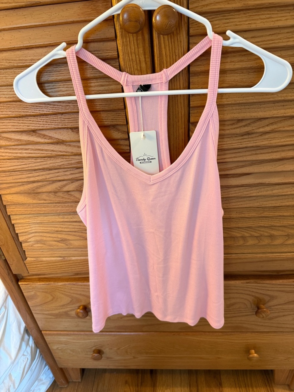 NWT 🌸 Pink Ribbed Racerback Tank Top Size XL